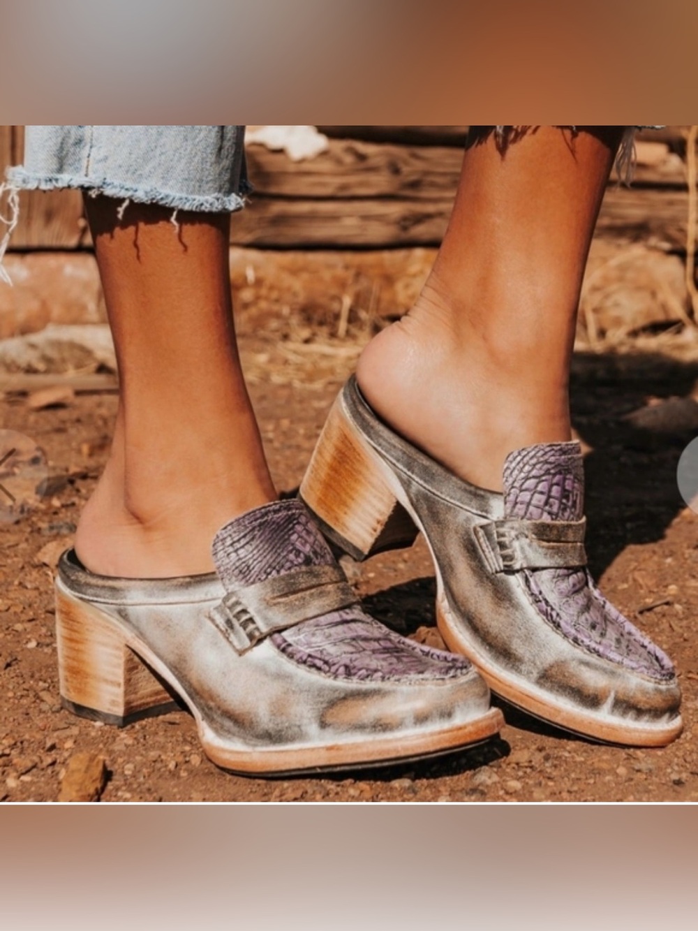 Freebird by Steven - Collins - Lavender Croc-Embossed Mules sz 8